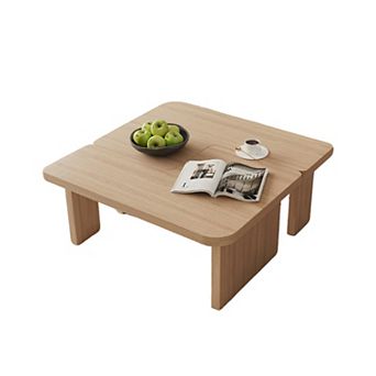 2 in 1 Square/Rectangular Center Table Modular L-Shaped Modern Nesting Coffee Table