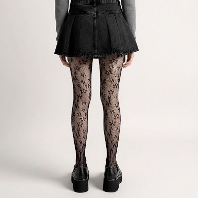 2pcs Women's Floral Lace Pattern Tights with Sheer Mesh Texture and Stretch Fit