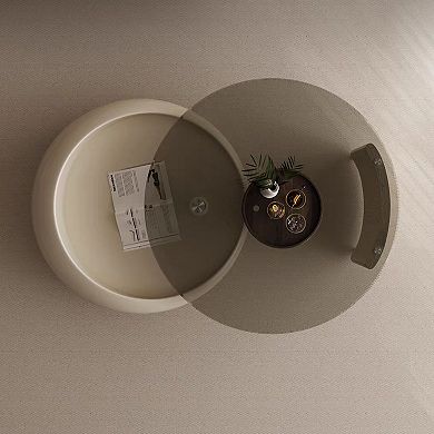 33.5" Modern Nested Coffee Table Set, Round Living Room Table with Storage