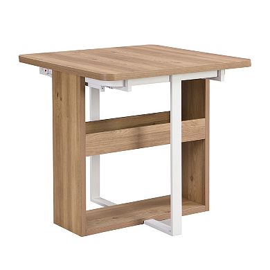 Whisen 5-Piece Extendable Dining Table Set with Storage Rack and 4 PU Leather Upholstered Chairs