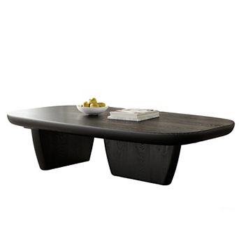 Mid Century Modern Wood Coffee Table with Rounded Edges