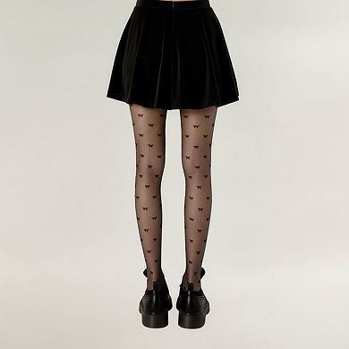 2pcs Women's Sheer Tights with Allover Bow Pattern Design
