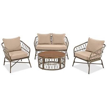 Whisen Bohemia-inspired 4-Person Outdoor Seating Group With Removable Cushions