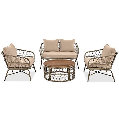 Whisen Bohemia-inspired 4-Person Outdoor Seating Group With Removable Cushions