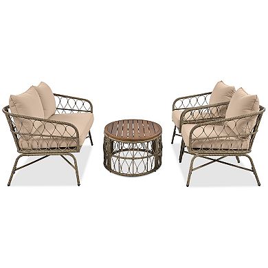 Whisen Bohemia-inspired 4-Person Outdoor Seating Group With Removable Cushions