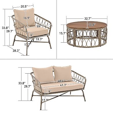 Whisen Bohemia-inspired 4-Person Outdoor Seating Group With Removable Cushions