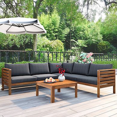 Whisen 4-piece Wood Outdoor Sofa Set with Cushions