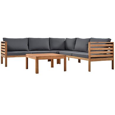 Whisen 4-piece Wood Outdoor Sofa Set with Cushions