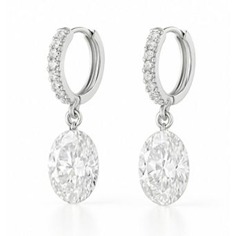 Oval Cut Crystal Dangle Earrings