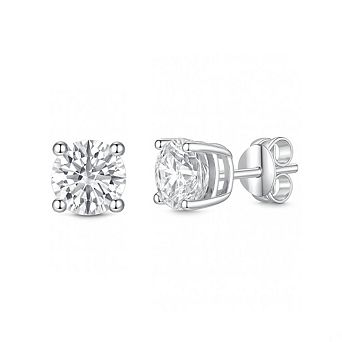 Sterling Silver Round Large Moissanite Studs