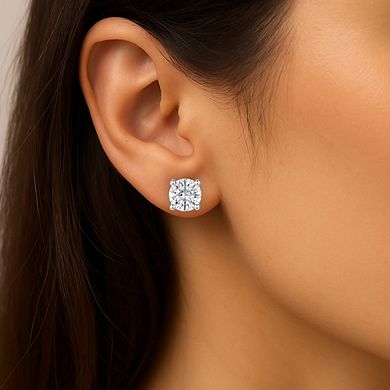 Sterling Silver Round Large Moissanite Studs