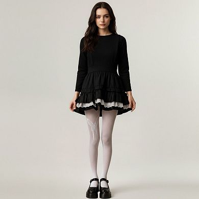 2pcs Women's Fishnet Tights with Butterfly Lace Design