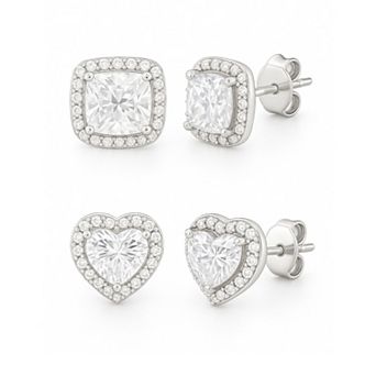 Sterling Silver Halo Studs Set