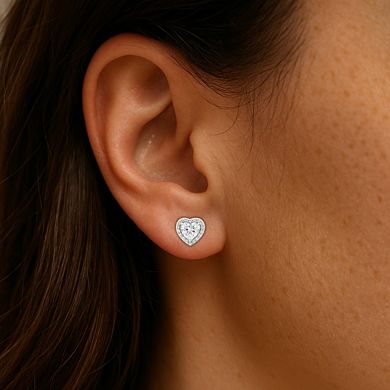 Sterling Silver Halo Studs Set