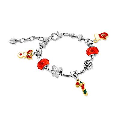 Christmas Themed Red Crystal Charm Bracelet