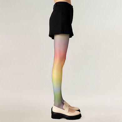 2pcs Women's Gradient Rainbow Sheer Tights with Soft Ombre Design