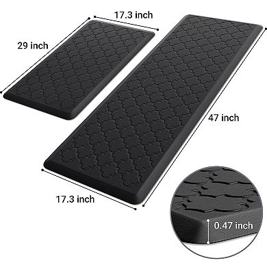 Cushioned Anti-Fatigue Kitchen Mats Waterproof Non-Skid 2pc