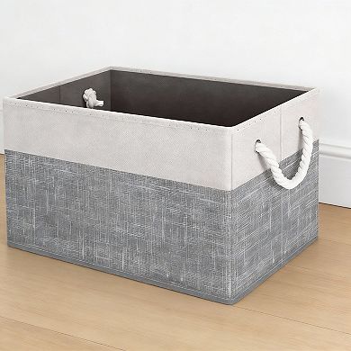 Foldable Storage Baskets 3-Pack Rope Handle Organizer, 23L