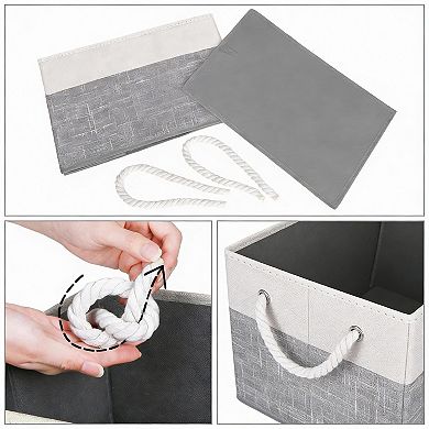 Foldable Storage Baskets 3-Pack Rope Handle Organizer, 23L