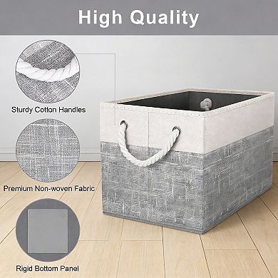 Foldable Storage Baskets 3-Pack Rope Handle Organizer, 23L
