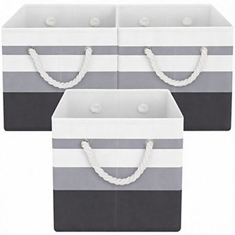 Foldable Storage Baskets 3-Pack Rope Handle Organizer, 23L
