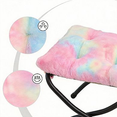 Folding Ottoman Footrest Stool Padded 18.8"D x 15.2"W x 15.2"H