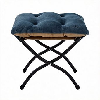 Folding Ottoman Footrest Stool Padded 18.8"D x 15.2"W x 15.2"H