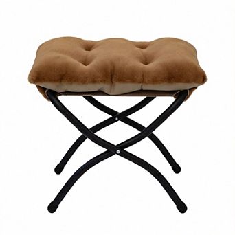Folding Ottoman Footrest Stool Padded 18.8"D x 15.2"W x 15.2"H