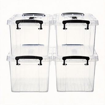 4 pack 6-qt Storage Latch Box Stackable Container with Lid