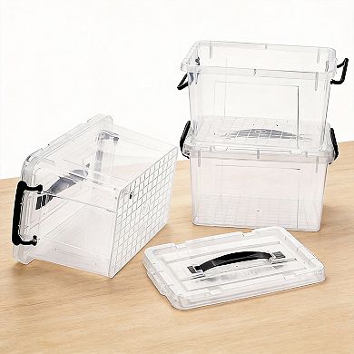 4 pack 6 qt Storage Latch Box Stackable Container with Lid