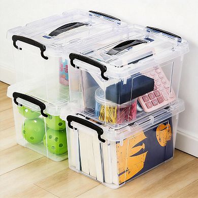 4 pack 6 qt Storage Latch Box Stackable Container with Lid