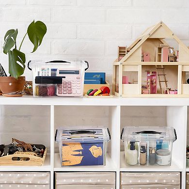 4 pack 6 qt Storage Latch Box Stackable Container with Lid