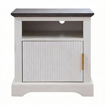 22" Fluted Nightstand Charging Station Open Shelf Bedside Table