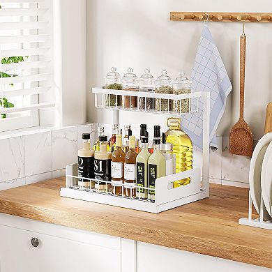 Under Sink Organizer Pull Out 2 Tier Storage Drawer 2pc