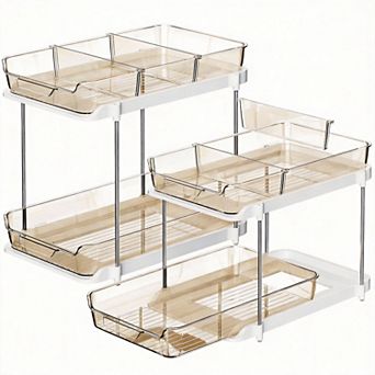 2 tier Under Sink Organizer Stackable Movable Dividers Pull-Out 2 pc