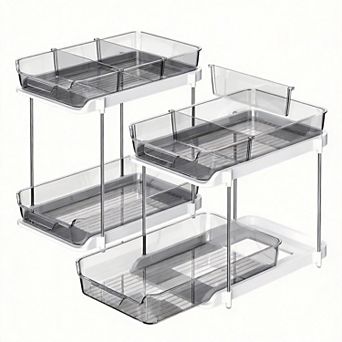 2 tier Under Sink Organizer Stackable Movable Dividers Pull-Out 2 pc