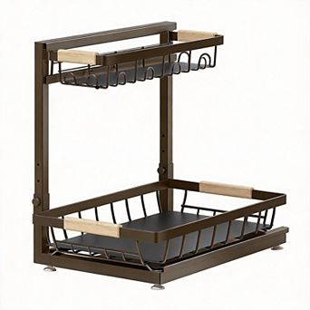 Height Adjustable 2 tier Under Sink Storage Shelf 2 pc