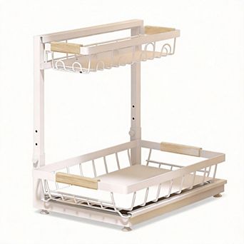 Height Adjustable 2 tier Under Sink Storage Shelf 2 pc