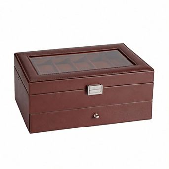 Men’s Watch Box with Drawer Glass Lid Valentine Gifts