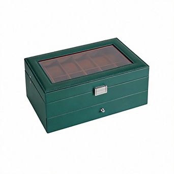 Men’s Watch Box with Drawer Glass Lid Valentine Gifts