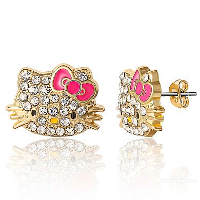 Sanrio Hello Kitty Pave Crystal Stud Earrings for Women, Officially Licensed