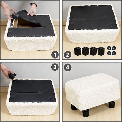 Soft Footstool 11"D x 15.3"W x 8.3"H Under-Desk Ottoman