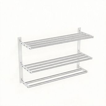 Wall-Mounted Vertical Rolled Towel Rack with Shelf
