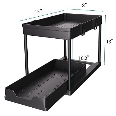 Under Sink 2 Tier Sliding Basket Organizer Drawer 2pc
