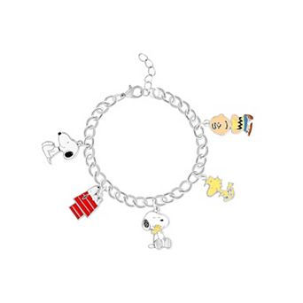 Peanuts Charm Bracelet for Women, 7"+1" Fashion Snoopy Bracelet with 5 Charms