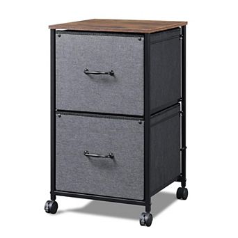 2 Drawer Mobile File Cabinet Rolling Printer Stand Fabric Vertical Filing