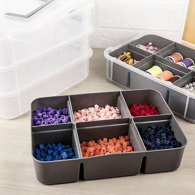 4-Layer Craft Storage Box with Removable Trays for Arts Sewing Office 10qt