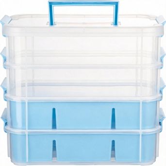 4-Layer Craft Storage Box with Removable Trays for Arts Sewing Office 10-qt
