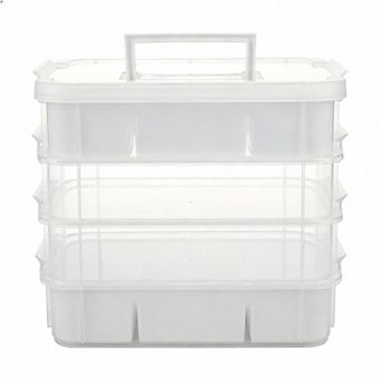 4-Layer Craft Storage Box with Removable Trays for Arts Sewing Office 10-qt