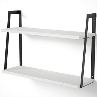 Rustic 2 tier Floating Wall Shelf Sets Wood Storage Display